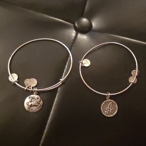 Silver Charm Bangle Bracelet Set